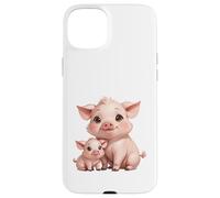 Carcasa para iPhone 15 Plus Bonito diseño de mamá cerdita y Cerdito bebé