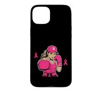 Carcasa para iPhone 15 Plus Boxing Black African American Fight Breast Cancer Ribbon
