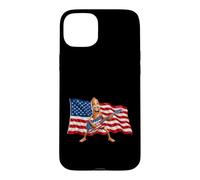 Carcasa para iPhone 15 Plus Brainrot 4th July US Flag America Tung Sahur Electric Guitar