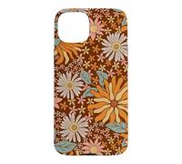 Carcasa para iPhone 15 Plus Brown Flowers Meadow Floral Retro Groovy Aesthetic Women