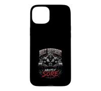Carcasa para iPhone 15 Plus Built Different Mostly Sore Camiseta Gym