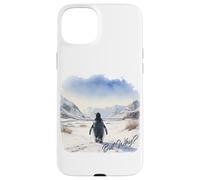 Carcasa para iPhone 15 Plus BUT Why? Penguin Wandering Off Mountains Watercolor (White)