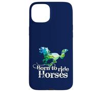 Carcasa para iPhone 15 Plus Caballo Born to Ride Horses equitación Galope Caballo arro Libertad