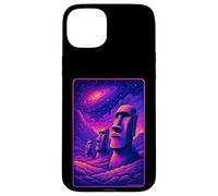 Carcasa para iPhone 15 Plus Cabezas Moai Isla de Pascua - Arte de la Galaxia Alienígena Rapa NUI