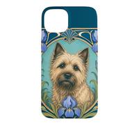 Carcasa para iPhone 15 Plus Cairn Terrier Perro Art Nouveau Iris Botánico
