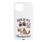 Carcasa para iPhone 15 Plus Calico Cat se aferra a Pensar Demasiado en Este Amante del café