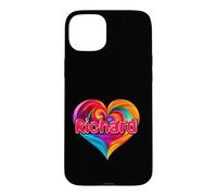 Carcasa para iPhone 15 Plus Camiseta Colorida con Nombre I Heart Love Richard