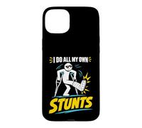 Carcasa para iPhone 15 Plus Camiseta con Texto en inglés I Do My Own Stunts Get Well Funny Injury Leg