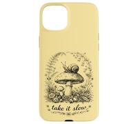 Carcasa para iPhone 15 Plus Camiseta Take It Slow Snail, Cottagecore Mushroom