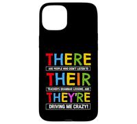 Carcasa para iPhone 15 Plus Camisetas Divertidas de Humor con Texto en inglés There Their Are English Grammar Teacher