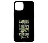 Carcasa para iPhone 15 Plus Camping es mi Terapia Ocean City Beach Familia Camping Viaje