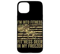 Carcasa para iPhone 15 Plus Camuflaje Fit'ness Deer In My Freezer, Bandera de EE. UU.