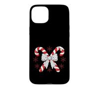 Carcasa para iPhone 15 Plus Candy Cane Christmas Season Girls Womens Retro Coquette Bow