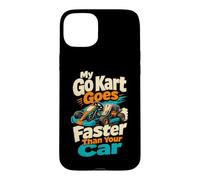 Carcasa para iPhone 15 Plus Cartoon Go Kart Racing Driver Mi Go Kart va más rápido Que