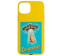 Carcasa para iPhone 15 Plus Cat-astrophe! - Póster de la película Vintage Retro de platillo Volador OVNI