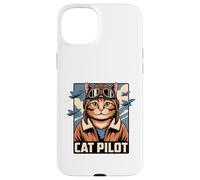 Carcasa para iPhone 15 Plus Cat Pilot Aviator Estilo Vintage