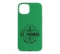 Carcasa para iPhone 15 Plus Católico Santo Tomás Oración por Nosotros Oración Cristiana