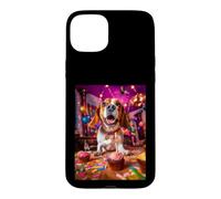 Carcasa para iPhone 15 Plus Celebración de Cupcakes de Perro Beagle Emocionado