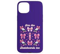 Carcasa para iPhone 15 Plus Chicas como Skateboards Too Pink Bows Skater Girl Coquette