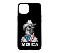 Carcasa para iPhone 15 Plus Chicken Farm Free Range - Sombrero de Vaquero con Bandera Estadounidense