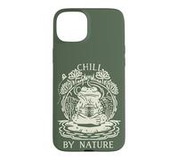 Carcasa para iPhone 15 Plus Chill by Nature Cottagecore Frog Meditation Vintage Badge