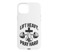 Carcasa para iPhone 15 Plus Christian Workout Lift Heavy Pray Hard Gimnasio para Hombres