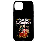 Carcasa para iPhone 15 Plus Christmas Pugs For Everybody Santa's Sleigh Pug Dog Lover