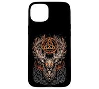 Carcasa para iPhone 15 Plus Ciervo Blanco Mitología vikinga Runas Espíritu nórdico