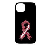 Carcasa para iPhone 15 Plus Cinta Blanca y Burdeos para concienciación sobre el cáncer de Cabeza y Cuello