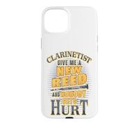 Carcasa para iPhone 15 Plus Clarinetista Dame una caña Nueva y Nadie se lastima Humor