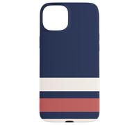 Carcasa para iPhone 15 Plus Classic Navy Red White Horizontal Stripes Chic Pattern