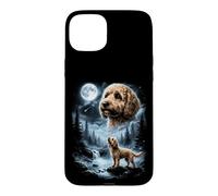Carcasa para iPhone 15 Plus Cockapoo Howling to The Moon Retro Doodle Doodle Dog