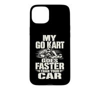 Carcasa para iPhone 15 Plus Conductor de Carreras de Go Kart Desgastado Mi Go Kart va más rápido Que