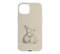 Carcasa para iPhone 15 Plus Conejo Amantes Soplando Diente De León Naturaleza Cottagecore Gráfico