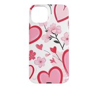 Carcasa para iPhone 15 Plus Corazón Ditsy Patrón Romántico Sakura Flores Cerezo Flores