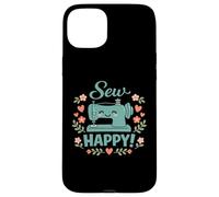 Carcasa para iPhone 15 Plus Coser Happy Cute máquina de Coser Corazones Florales