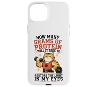 Carcasa para iPhone 15 Plus Cuántos Gramos de proteína, Refranes Divertidos Gato, Gimnasio