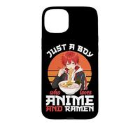 Carcasa para iPhone 15 Plus Cuenco de Fideos japoneses Just A Boy Who Loves Anime y Ramen