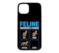 Carcasa para iPhone 15 Plus Curso de obediencia Felina Entrenamiento de Gatos Divertidos