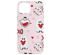 Carcasa para iPhone 15 Plus Cute Ghost Valentines XOXO Heart Dice Spooky