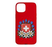 Carcasa para iPhone 15 Plus Día Nacional Suizo Bundesfeier Alpine Flowers