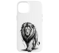 Carcasa para iPhone 15 Plus Dibujo de león, Piercing, Ojos atrevidos, Arte de Vida Silvestre