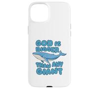 Carcasa para iPhone 15 Plus Dios es más Grande Que Cualquier Ballena Azul Gigante Lindos niños Cristianos