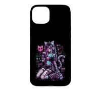 Carcasa para iPhone 15 Plus Diseño de Anime Cyber Goth Girl Skeleton Glitch al Estilo Y2K