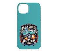 Carcasa para iPhone 15 Plus Diseño de Muscle Car Hotrod de Main Street Speed Shop USA