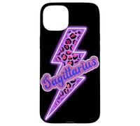 Carcasa para iPhone 15 Plus Diseño estético del Zodiaco con Forma de Trueno de Leopardo Sagitario