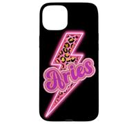 Carcasa para iPhone 15 Plus Diseño estético del Zodiaco en Forma de Trueno Leopardo Aries