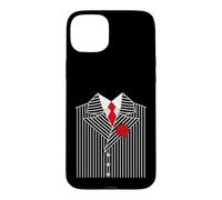 Carcasa para iPhone 15 Plus Disfraz de Mafia de Halloween de gángster - Traje a Rayas con Rosa