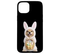 Carcasa para iPhone 15 Plus Disfraz de Perro Cocker Spaniel con Conejito de Pascua
