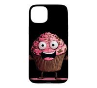 Carcasa para iPhone 15 Plus Divertida Cara de Magdalena Rosa para los Amantes de los Cupcakes y Magdalenas